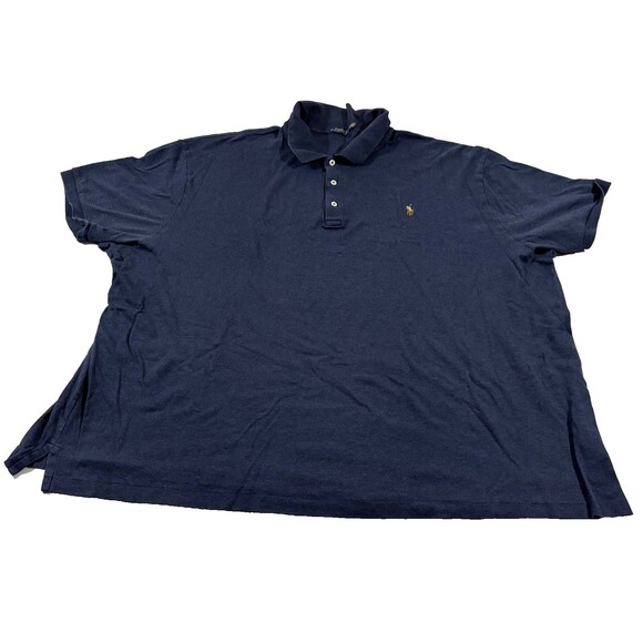 Polo Ralph Lauren Mens Sz 5XB Navy Polo Shirt Classic Fit Preppy Short Sleeve - Picture 1 of 9